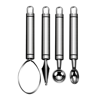 304 nerūdijančio plieno – vaisių kamuoliukų šaukštas ir arbūzo minkštimo išėmimo įrankis, dekoratyvinis serviravimo įrankis