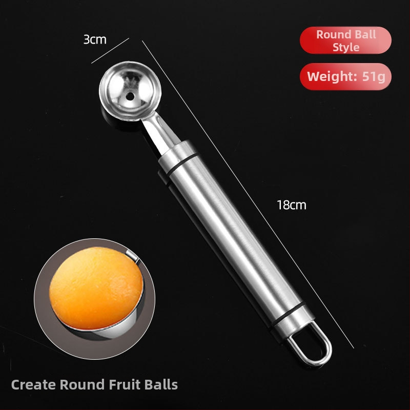 304 nerūdijančio plieno – vaisių kamuoliukų šaukštas ir arbūzo minkštimo išėmimo įrankis, dekoratyvinis serviravimo įrankis