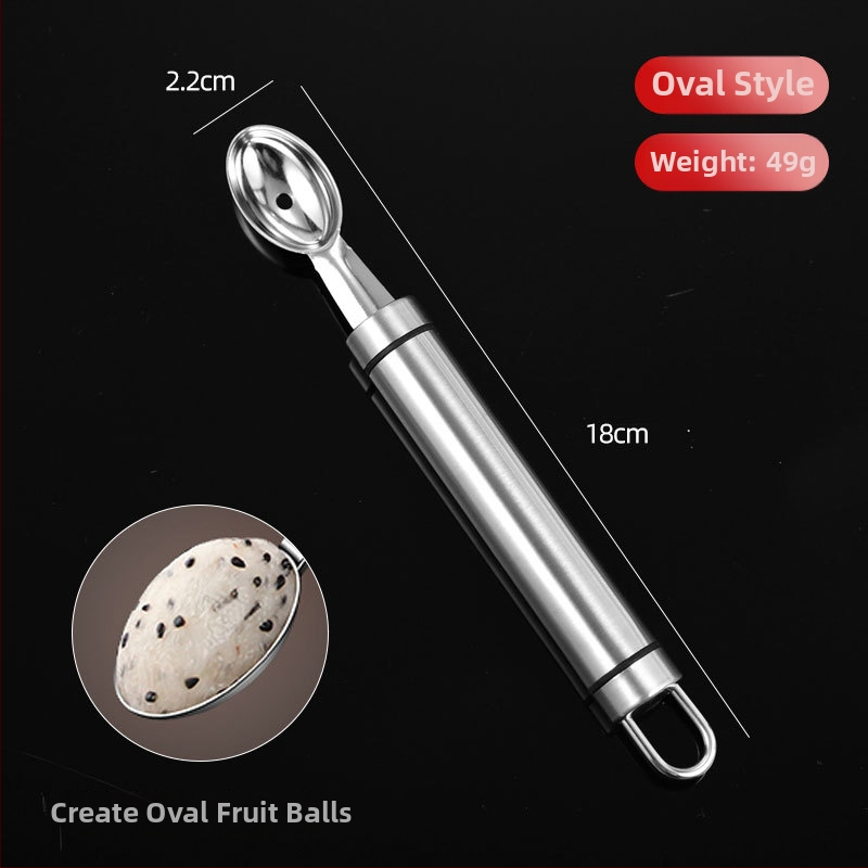 304 nerūdijančio plieno – vaisių kamuoliukų šaukštas ir arbūzo minkštimo išėmimo įrankis, dekoratyvinis serviravimo įrankis