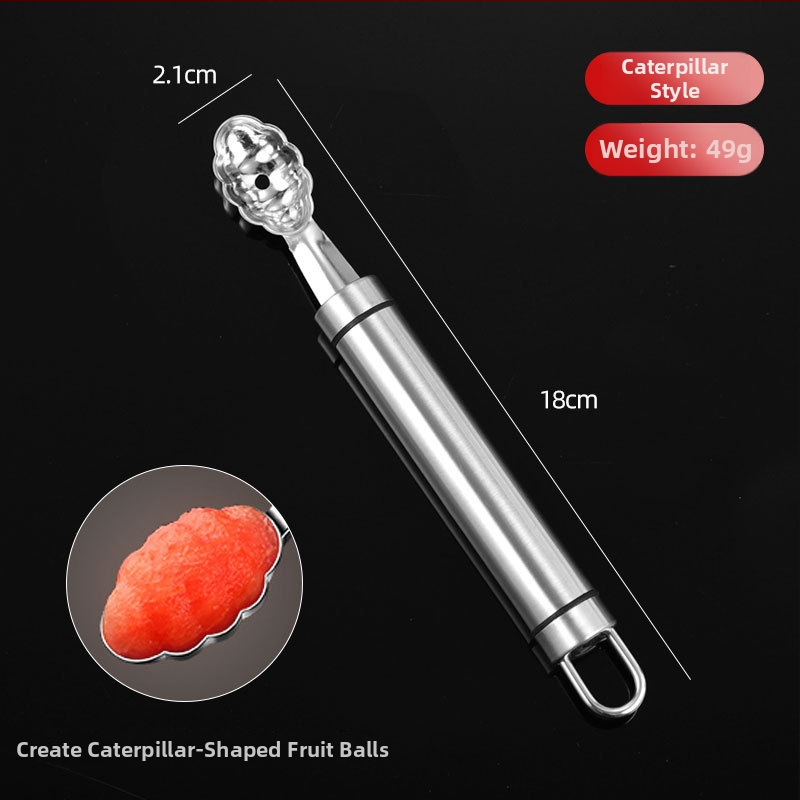 304 nerūdijančio plieno – vaisių kamuoliukų šaukštas ir arbūzo minkštimo išėmimo įrankis, dekoratyvinis serviravimo įrankis