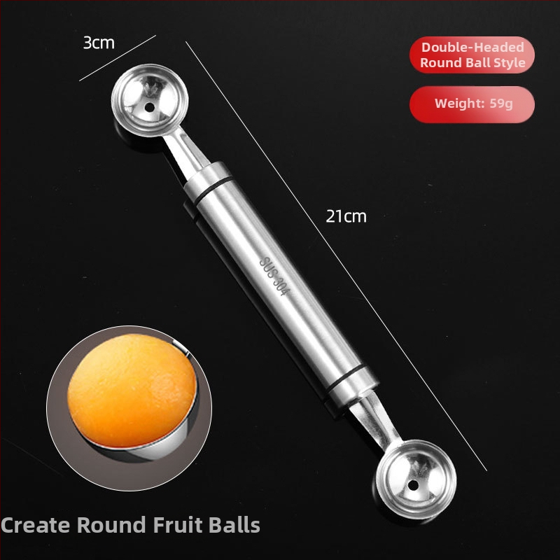304 nerūdijančio plieno – vaisių kamuoliukų šaukštas ir arbūzo minkštimo išėmimo įrankis, dekoratyvinis serviravimo įrankis