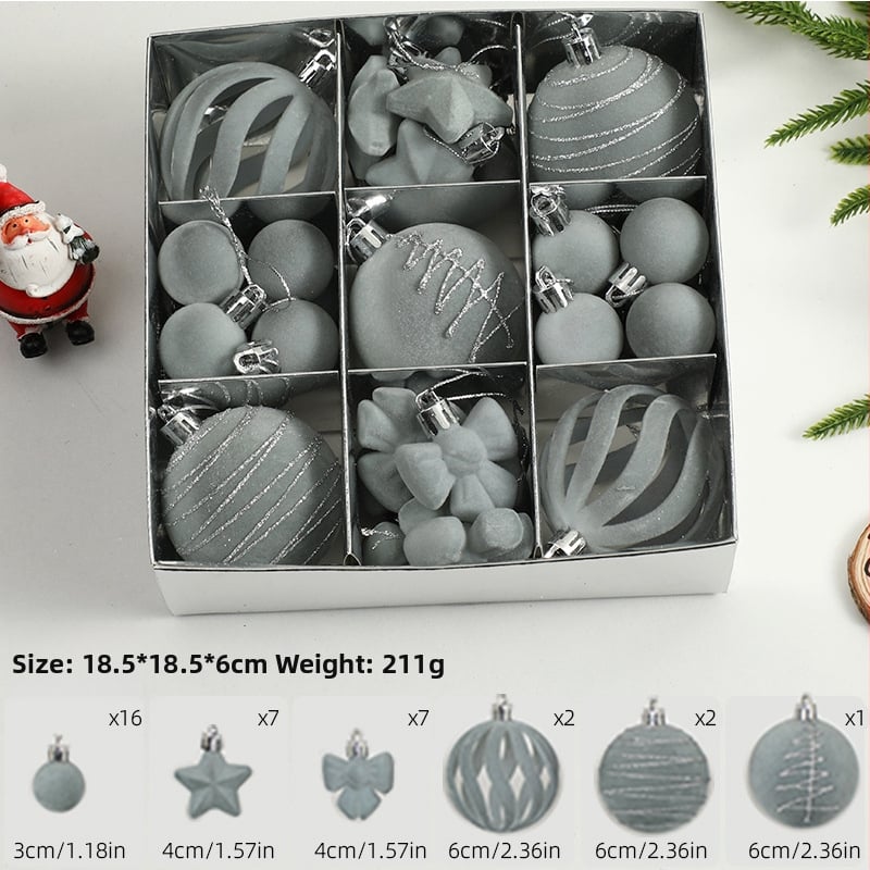 Ziemassvētku eglītes bumbiņas, velūra flokētas un apgleznotas (Zīmols: Art exhibition; Materiāls: plastika; Stils: viegls luksuss; Ražošana: sietspiede)