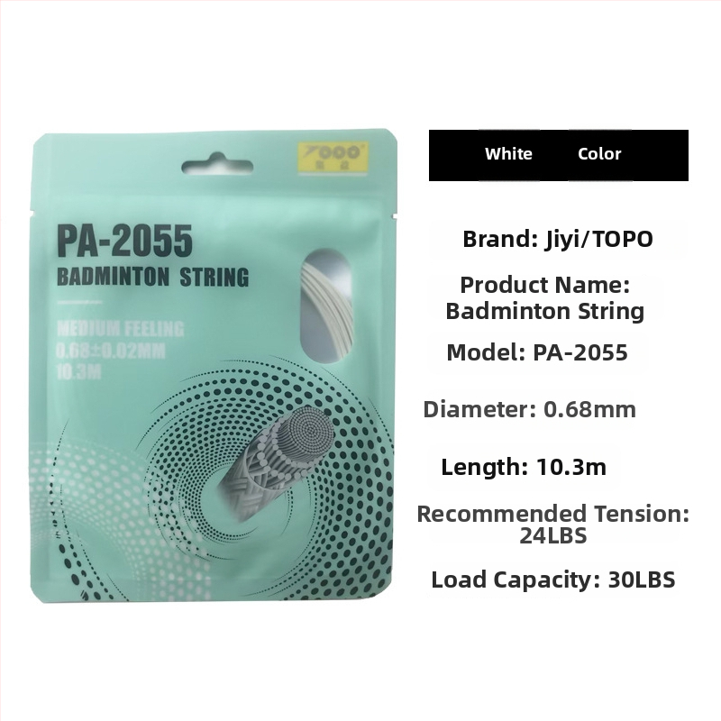 Badmintonireketi string, nailonkiud, 0.68 mm, PA-2055, kõrge elastsus, TOPO kollektsioon