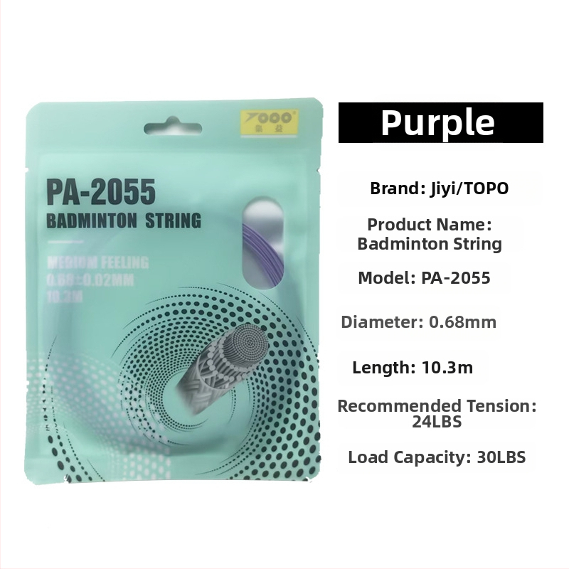 Badmintonireketi string, nailonkiud, 0.68 mm, PA-2055, kõrge elastsus, TOPO kollektsioon