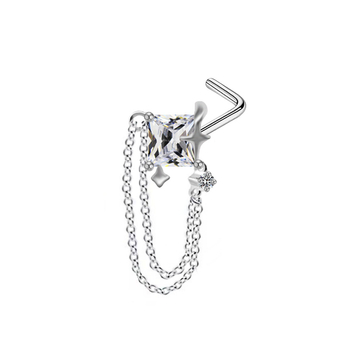 Nosni piercing, srcolik oblik, ametist kristal, bakreno tijelo s elektroplatom, unisex, jednostavan
