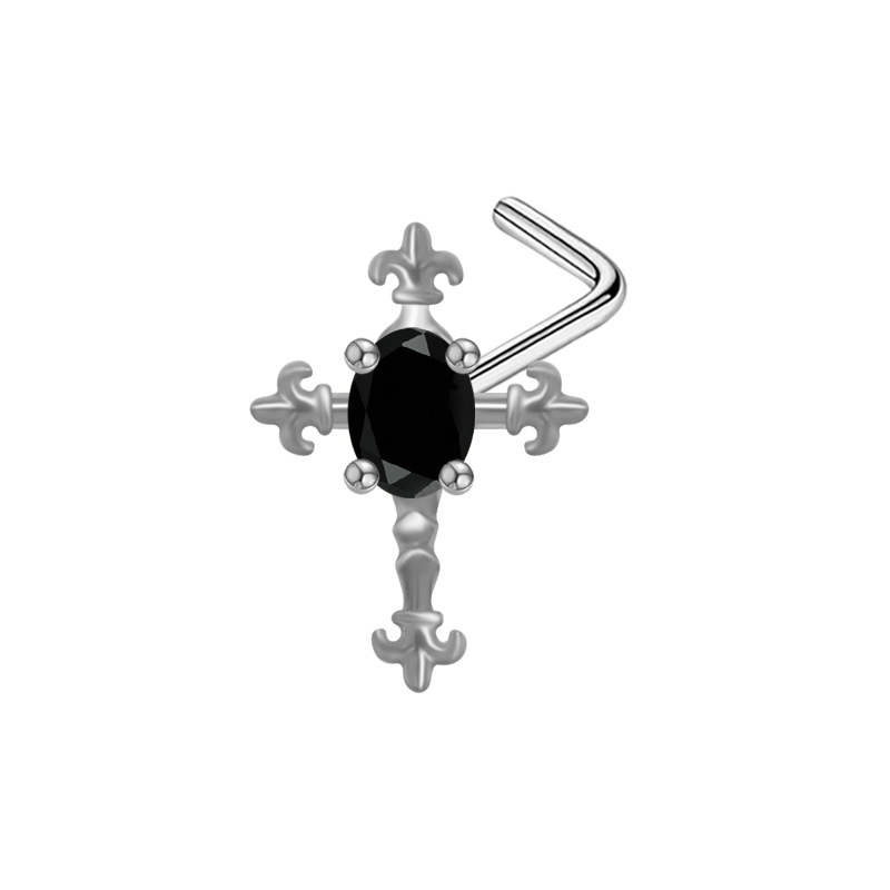 Nosni piercing, srcolik oblik, ametist kristal, bakreno tijelo s elektroplatom, unisex, jednostavan