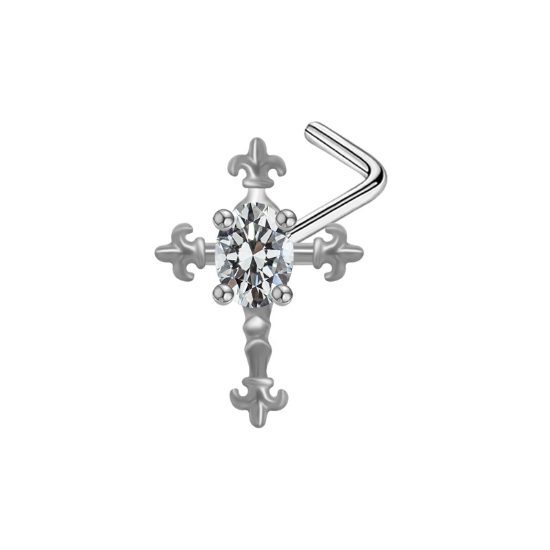 Nosni piercing, srcolik oblik, ametist kristal, bakreno tijelo s elektroplatom, unisex, jednostavan