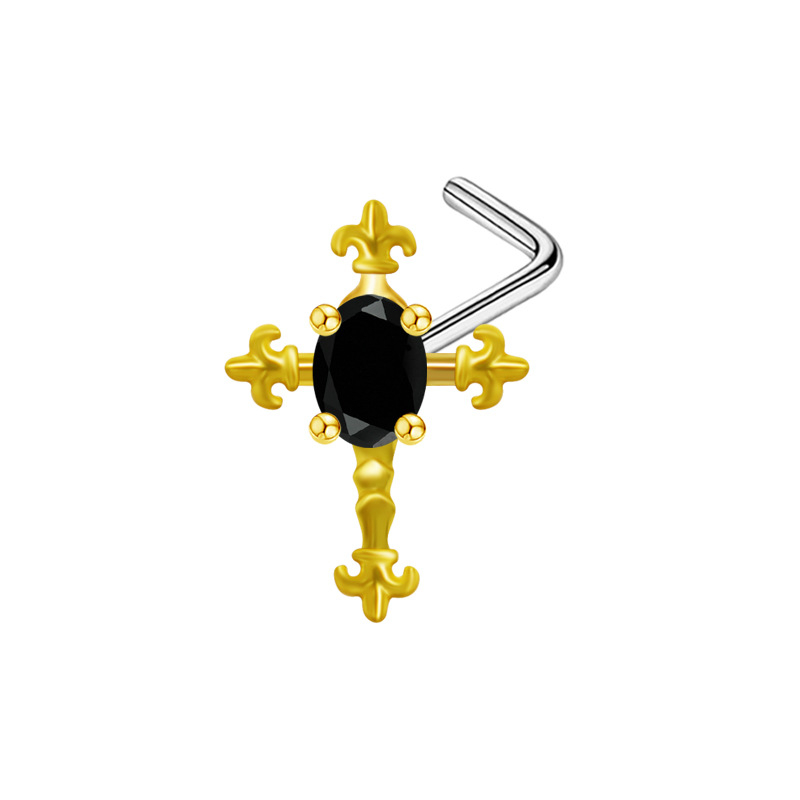 Nosni piercing, srcolik oblik, ametist kristal, bakreno tijelo s elektroplatom, unisex, jednostavan