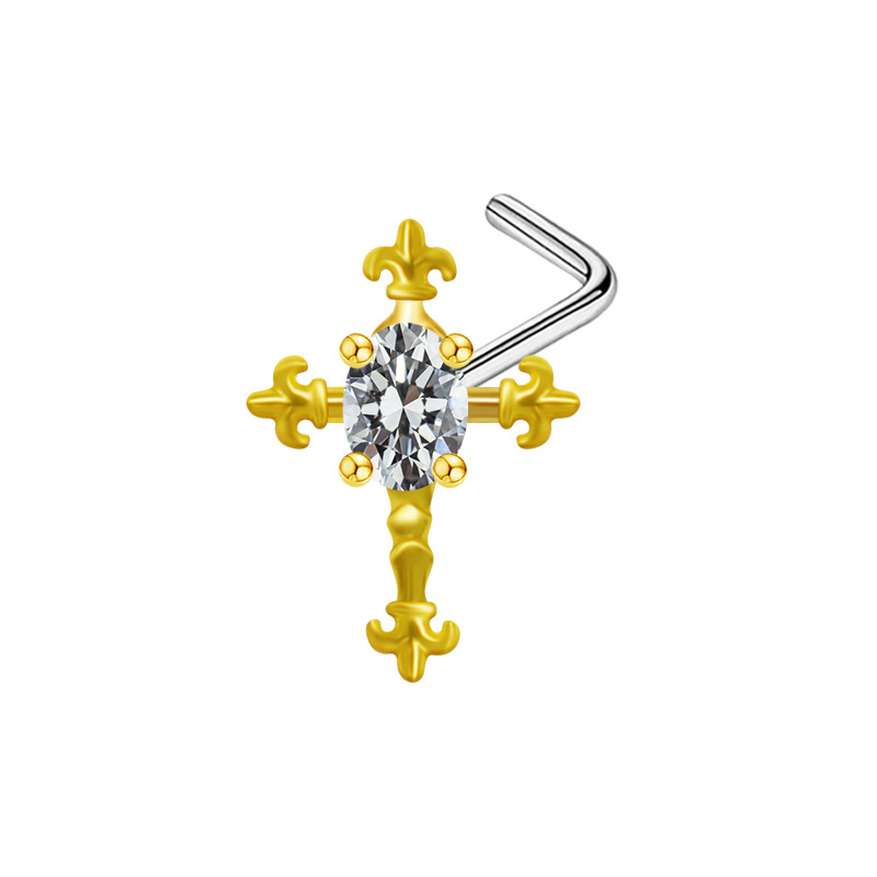 Nosni piercing, srcolik oblik, ametist kristal, bakreno tijelo s elektroplatom, unisex, jednostavan