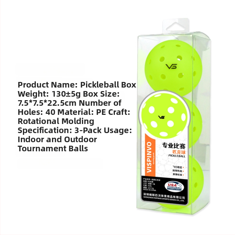 Vispinvo pickleball bumba — 40 caurumi, PE materiāls, svars 26 g