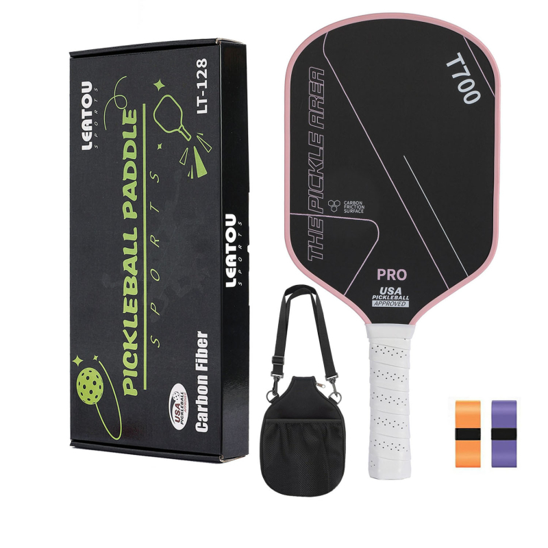 LEATOU pickleball palica od karbonskih vlakana T700, teksturirana površina, težina 450 g, uz torbicu za pohranu