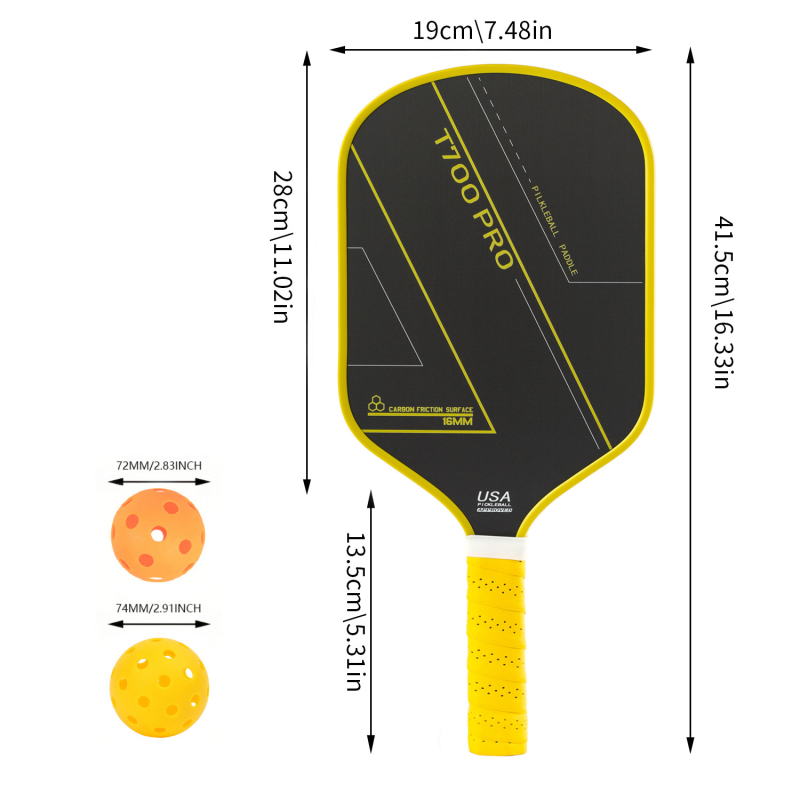 LEATOU pickleball palica od karbonskih vlakana T700, teksturirana površina, težina 450 g, uz torbicu za pohranu