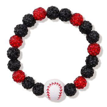 Brățară baseball cu mărgele în formă de diamant și șnur elastic – unisex, stil sport, formă geometrică (Mărgele acrilice, tehnică cu mărgele, Iarna 2025)