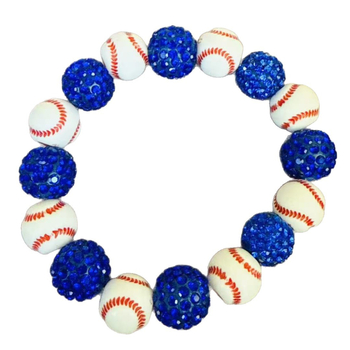 Brățară baseball cu mărgele în formă de diamant și șnur elastic – unisex, stil sport, formă geometrică (Mărgele acrilice, tehnică cu mărgele, Iarna 2025)