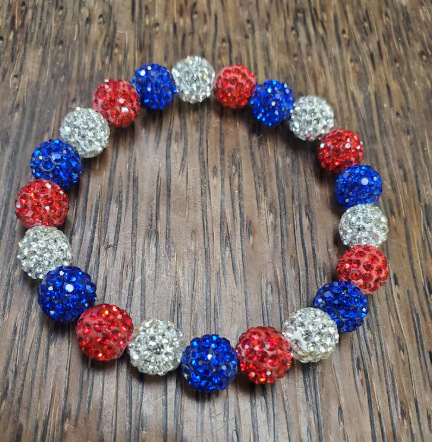 Brățară baseball cu mărgele în formă de diamant și șnur elastic – unisex, stil sport, formă geometrică (Mărgele acrilice, tehnică cu mărgele, Iarna 2025)