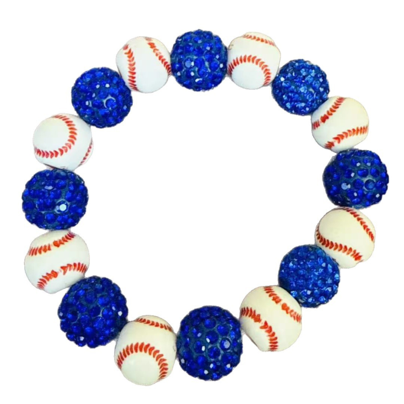 Brățară baseball cu mărgele în formă de diamant și șnur elastic – unisex, stil sport, formă geometrică (Mărgele acrilice, tehnică cu mărgele, Iarna 2025)