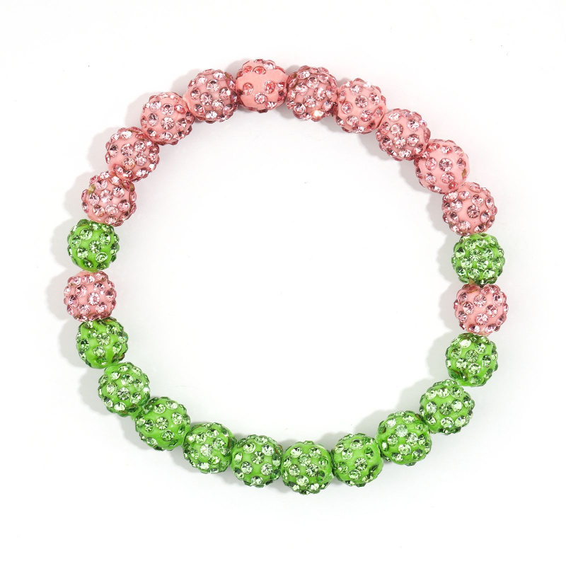 Brățară baseball cu mărgele în formă de diamant și șnur elastic – unisex, stil sport, formă geometrică (Mărgele acrilice, tehnică cu mărgele, Iarna 2025)