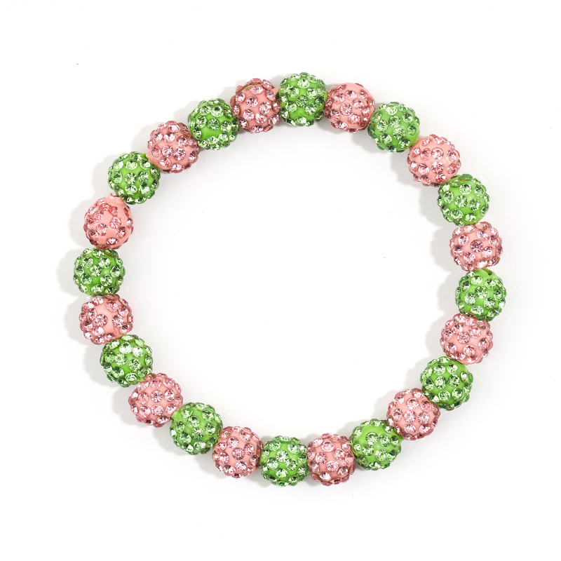 Brățară baseball cu mărgele în formă de diamant și șnur elastic – unisex, stil sport, formă geometrică (Mărgele acrilice, tehnică cu mărgele, Iarna 2025)