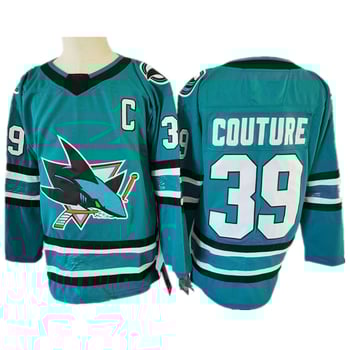 Φανέλα χόκεϊ επί πάγου №39, ρετρό κεντημένη, ανδρική, ύφασμα μίγματος βαμβακιού 60% πολυεστέρας, μονόχρωμη