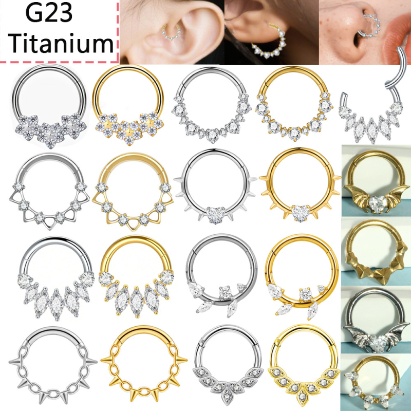 G23 titanijska legura ovalni cirkon nosni septum prsten, zatvoreni prsten, naušnice piercing nakit