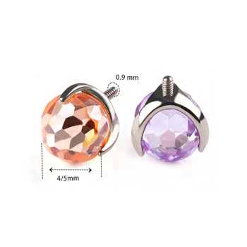 Титаниево езиково пирсинг колче с геометрична диско топка от циркон — унисекс бижута за ухо и тяло, титаниева сплав, цирконови кристали, геометрична форма