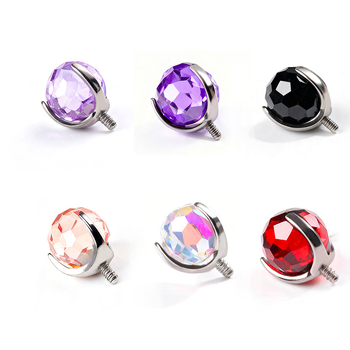 Титаниево езиково пирсинг колче с геометрична диско топка от циркон — унисекс бижута за ухо и тяло, титаниева сплав, цирконови кристали, геометрична форма