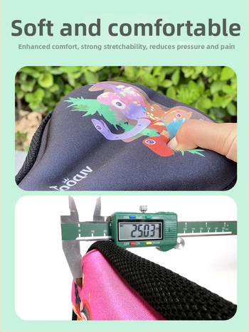 Laste jalgratta saddakate kaas pehme silikoonist padjaga, multikas kujundus, paksendatud paksus mugavuse jaoks