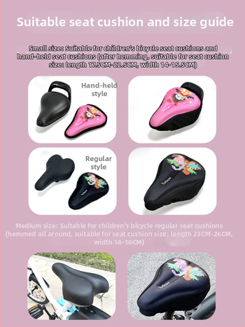 Laste jalgratta saddakate kaas pehme silikoonist padjaga, multikas kujundus, paksendatud paksus mugavuse jaoks