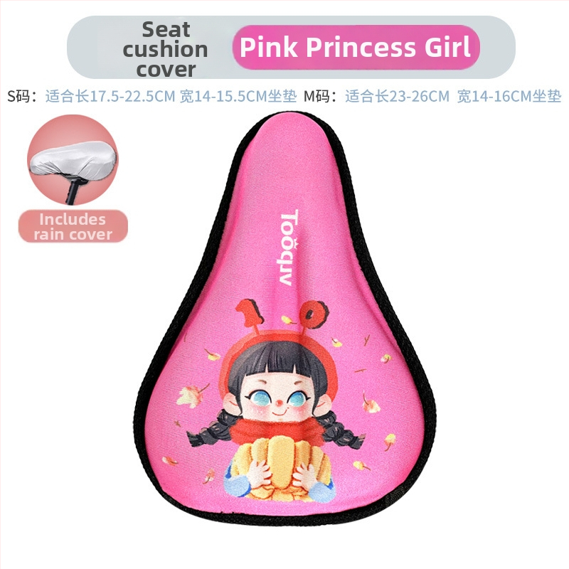 Laste jalgratta saddakate kaas pehme silikoonist padjaga, multikas kujundus, paksendatud paksus mugavuse jaoks