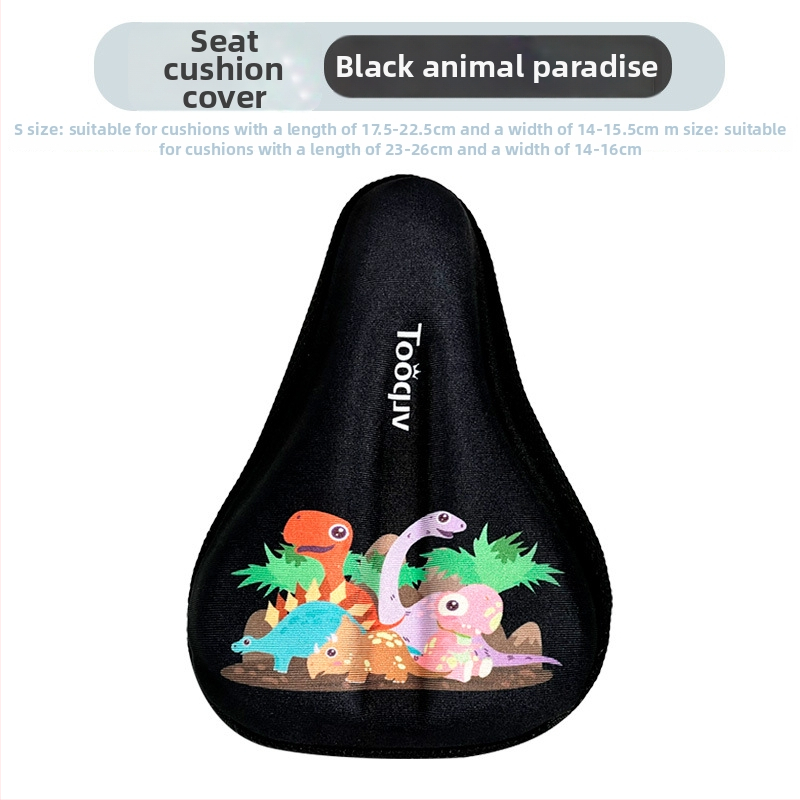 Laste jalgratta saddakate kaas pehme silikoonist padjaga, multikas kujundus, paksendatud paksus mugavuse jaoks