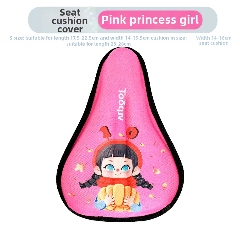 Laste jalgratta saddakate kaas pehme silikoonist padjaga, multikas kujundus, paksendatud paksus mugavuse jaoks