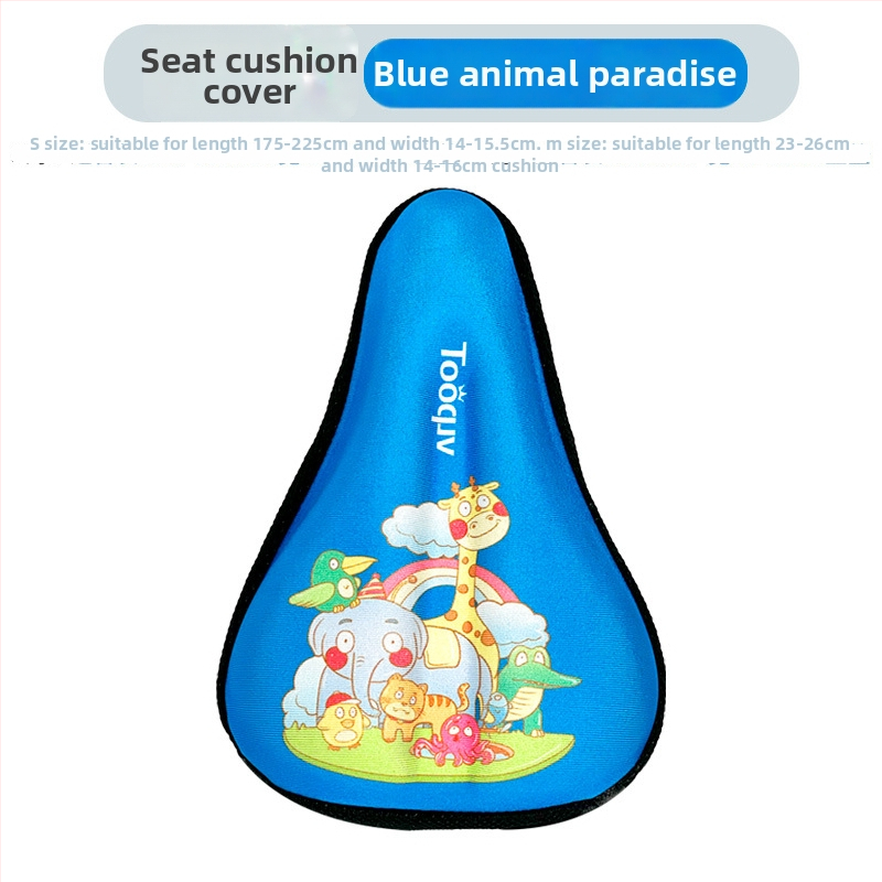 Laste jalgratta saddakate kaas pehme silikoonist padjaga, multikas kujundus, paksendatud paksus mugavuse jaoks