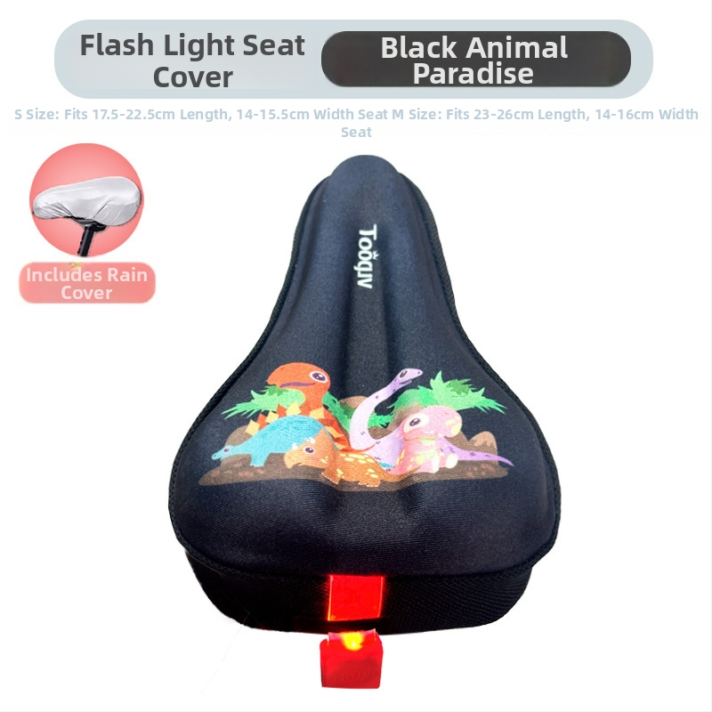 Laste jalgratta saddakate kaas pehme silikoonist padjaga, multikas kujundus, paksendatud paksus mugavuse jaoks