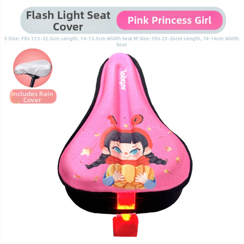 Laste jalgratta saddakate kaas pehme silikoonist padjaga, multikas kujundus, paksendatud paksus mugavuse jaoks