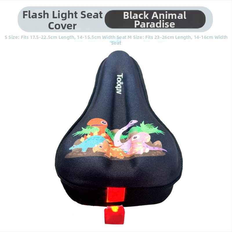 Laste jalgratta saddakate kaas pehme silikoonist padjaga, multikas kujundus, paksendatud paksus mugavuse jaoks