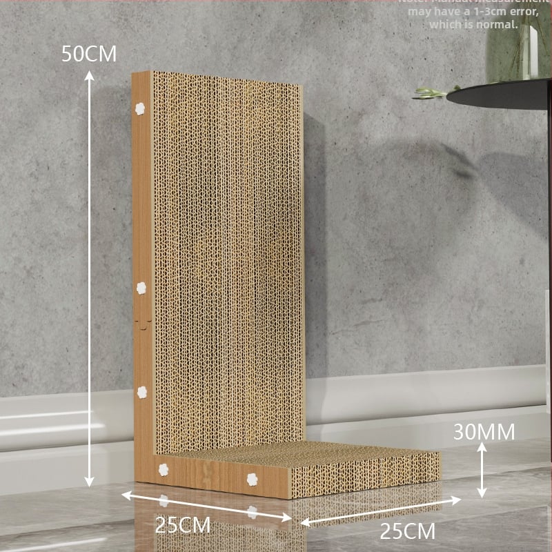 Ξύστρα γάτας σε σχήμα L, μεγάλος, κατακόρυφη, με μπάλα παιχνιδιού, ανθεκτική στη φθορά, από κυματοειδές χαρτόνι