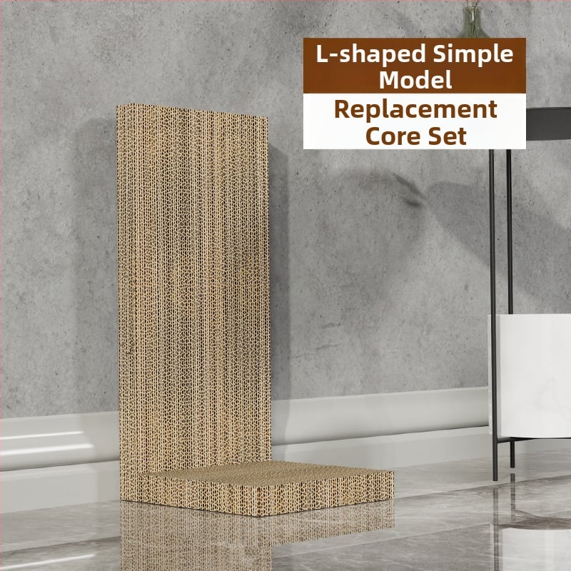 Ξύστρα γάτας σε σχήμα L, μεγάλος, κατακόρυφη, με μπάλα παιχνιδιού, ανθεκτική στη φθορά, από κυματοειδές χαρτόνι