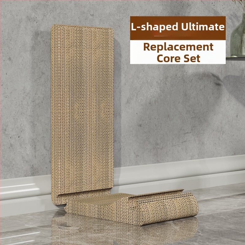 Ξύστρα γάτας σε σχήμα L, μεγάλος, κατακόρυφη, με μπάλα παιχνιδιού, ανθεκτική στη φθορά, από κυματοειδές χαρτόνι