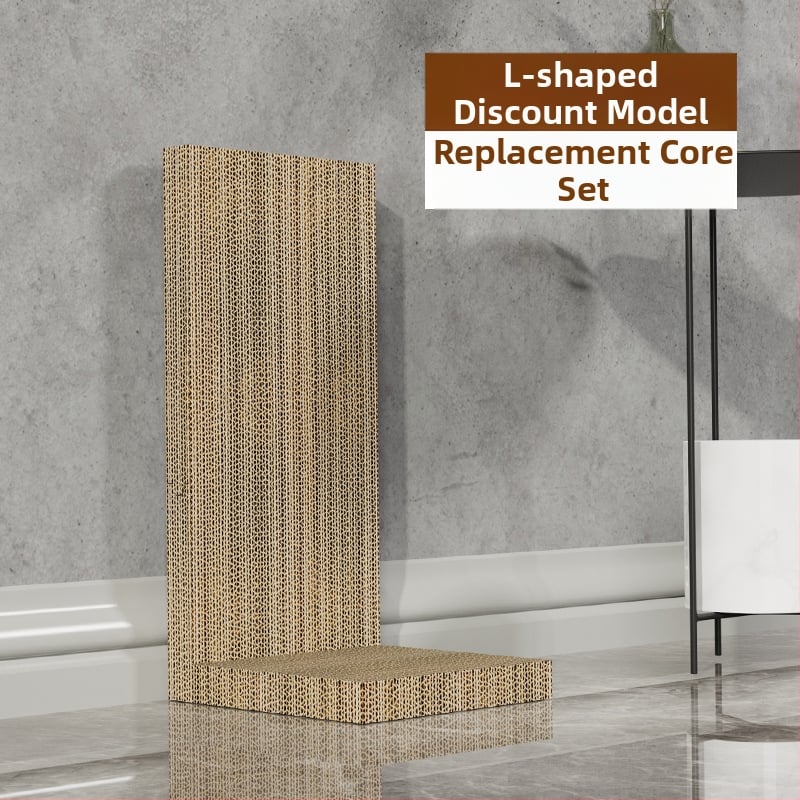 Ξύστρα γάτας σε σχήμα L, μεγάλος, κατακόρυφη, με μπάλα παιχνιδιού, ανθεκτική στη φθορά, από κυματοειδές χαρτόνι