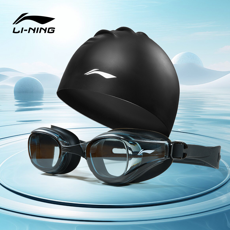 Li Ning ochelari de înot antifog, impermeabili, cu lentile din policarbonat – șapcă de înot inclusă