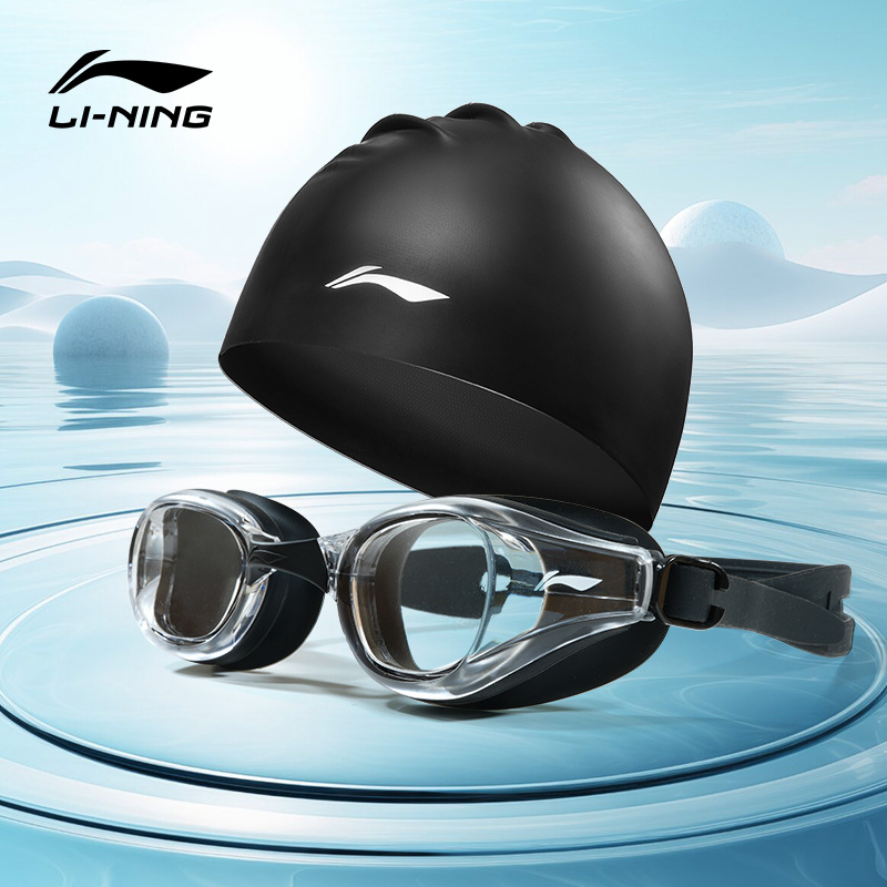 Li Ning ochelari de înot antifog, impermeabili, cu lentile din policarbonat – șapcă de înot inclusă