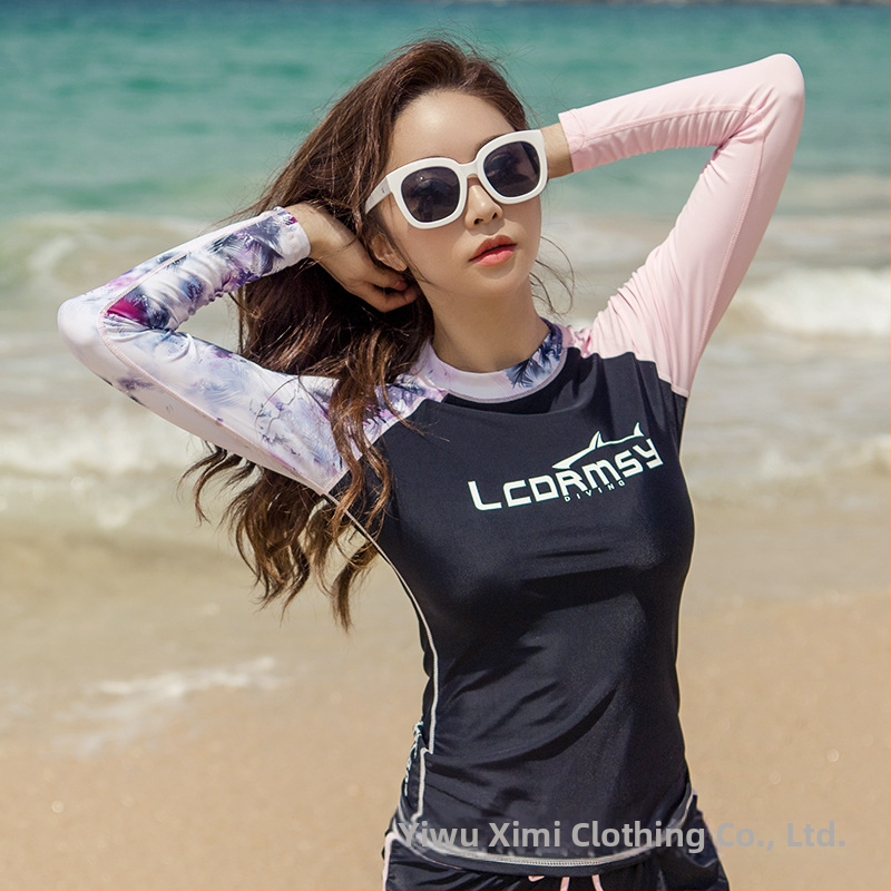 Langchen moterų nardymo maudymosi kostiumėlis iš nailono su UV apsauga ir skaitmenine spauda