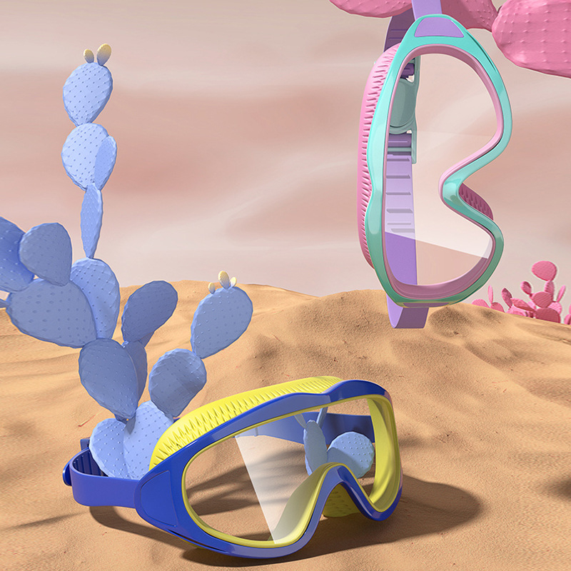 Youyou Set ochelari de înot pentru copii cu şapcă – lentile PC, anti ceață, impermeabili, ramă mare