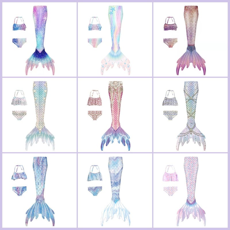 Mergaitėms 2-10 metų mermaid uodegos plaukimo kostiumas, elastinis modelis, 100% poliesteris, pamušalas nailonas, 200 g