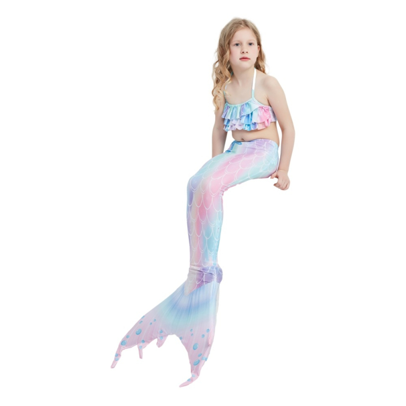 Mergaitėms 2-10 metų mermaid uodegos plaukimo kostiumas, elastinis modelis, 100% poliesteris, pamušalas nailonas, 200 g