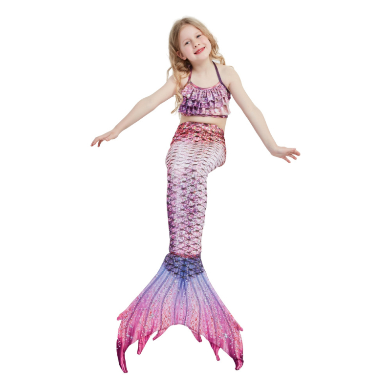 Mergaitėms 2-10 metų mermaid uodegos plaukimo kostiumas, elastinis modelis, 100% poliesteris, pamušalas nailonas, 200 g