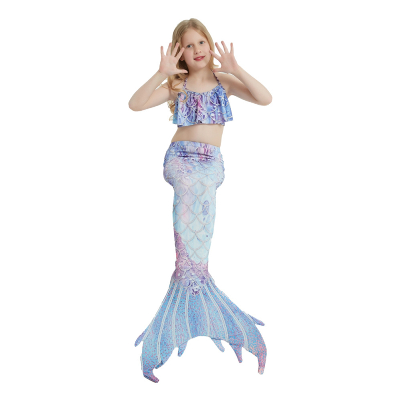 Mergaitėms 2-10 metų mermaid uodegos plaukimo kostiumas, elastinis modelis, 100% poliesteris, pamušalas nailonas, 200 g
