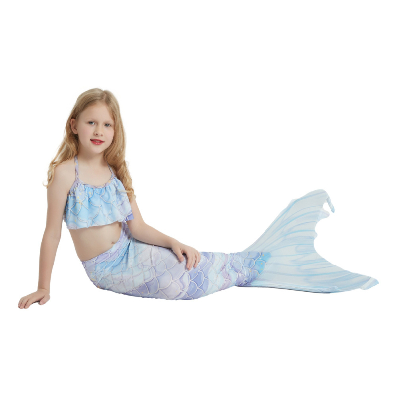 Mergaitėms 2-10 metų mermaid uodegos plaukimo kostiumas, elastinis modelis, 100% poliesteris, pamušalas nailonas, 200 g