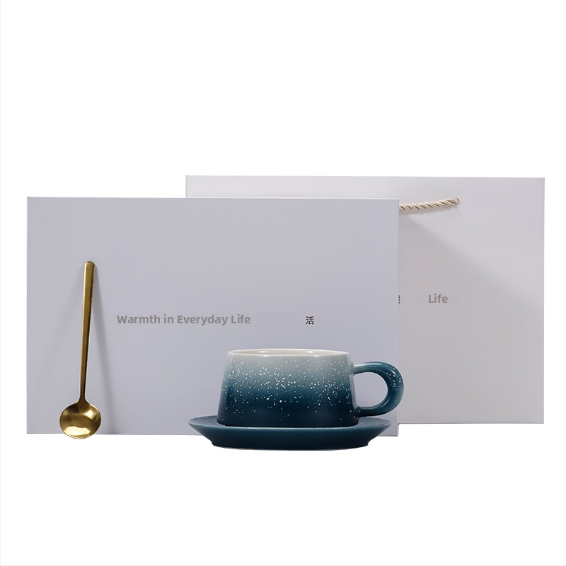 Chupu keramika Japonų stiliaus kavos puodelių ir padėkliukų rinkinys su gradient latte art, dovanų dėžutė