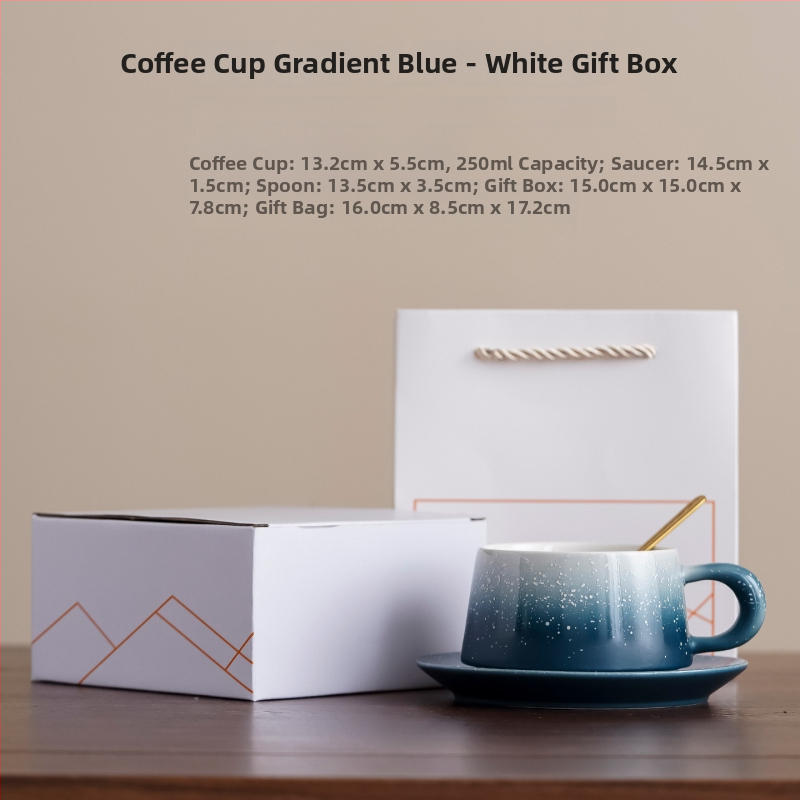 Chupu keramika Japonų stiliaus kavos puodelių ir padėkliukų rinkinys su gradient latte art, dovanų dėžutė